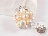 three strands white rice shape pearl necklace clasp