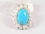 three strands blue oval turquoise necklace clasp