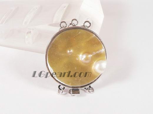 three strands yellow and white shell necklace clasp with pearls