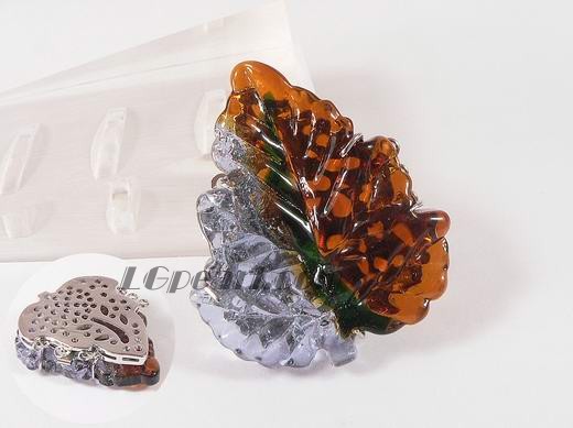 three strands red and blue leaf shape glaze necklace clasp
