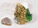 three strands yellow and green leaf shape glaze necklace clasp