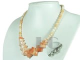 shiny orange square and round jade necklace