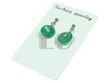 dangling green jade 18KGP studs earrings