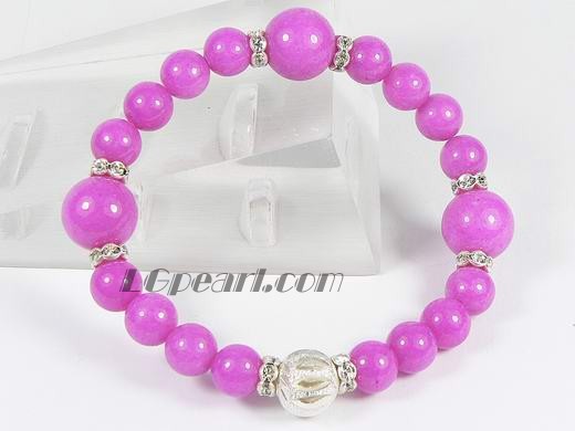8mm and 12mm rosy stretchy gemstone bracelet