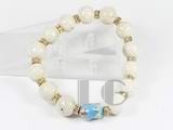 12mm white gemstone bracelet with blue ceramic dog