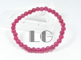 6mm peach red round gemstone stretchy bracelet