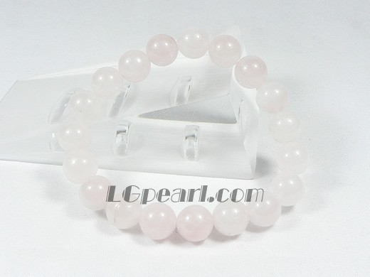 10mm pink round crystal stretchy bracelet