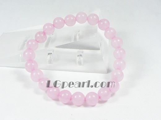 8mm pink round crystal stretchy bracelet