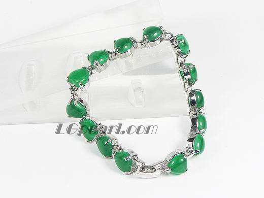 8*9mm emerald heart-shaped jade bracelet with 18K GP chain