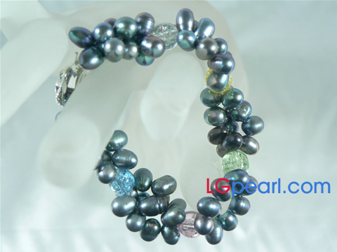 wholesale 7-8mm top drilled pearl bracelet with crystal jewelry