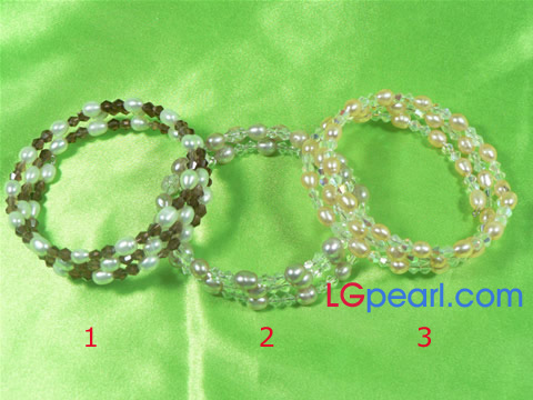 6-7mm cultured pearl bracelet with crystal beads wholesale
