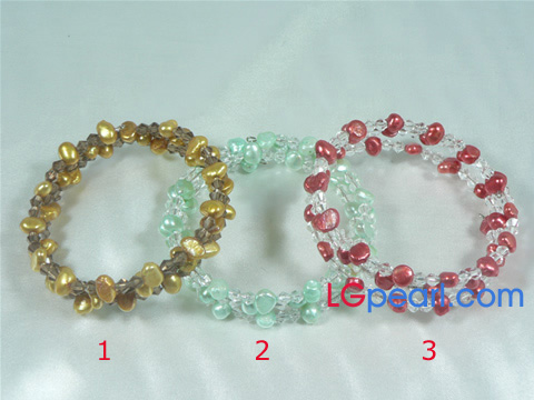 wholesale 6-7mm cultured pearl bracelet with crystal beads