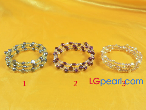 wholesale 6-7mm blister freshwater pearl bracelet with crystal b