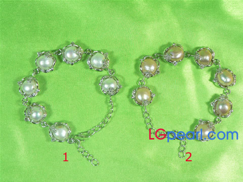 wholesale 18K GP cultured pearl inlay bracelet
