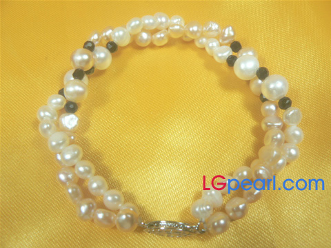 wholesale white freshwater pearl bracelet with crystal beads