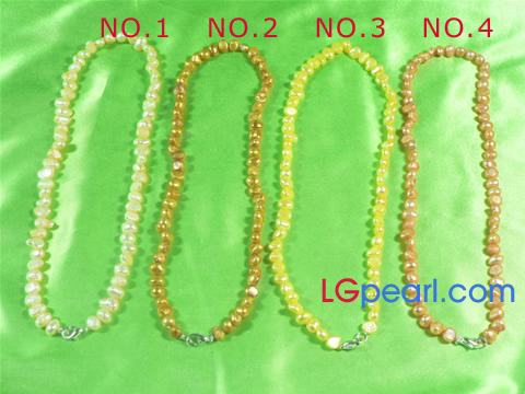 6-7mm smooth dye color freshwater pearl jewelry chain