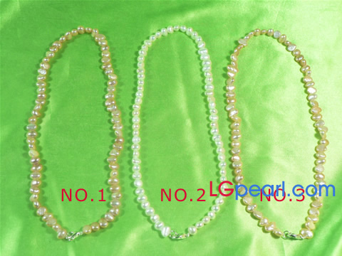 6-7mm nugget freshwater pearl necklace in different colors